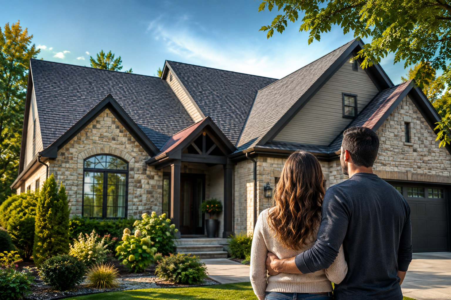 Kentucky homeowners viewing a home with an asphalt shingle roof